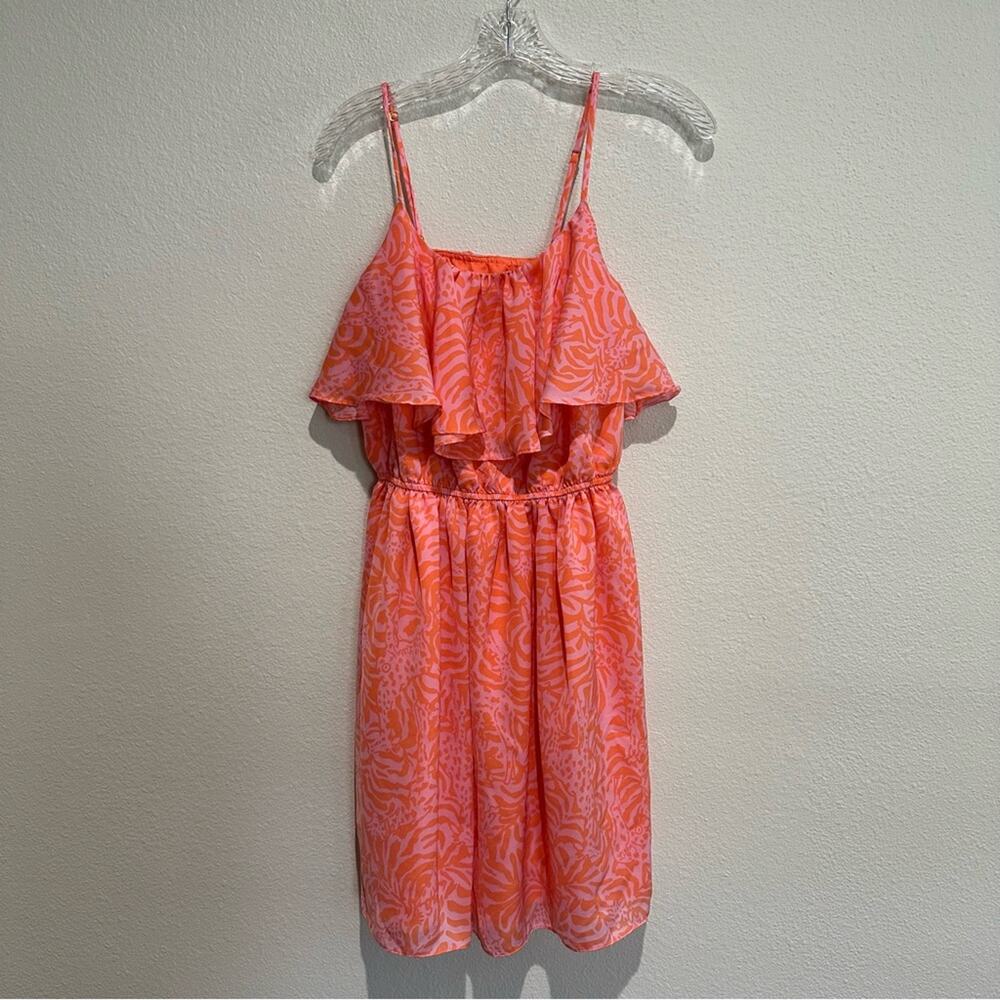 Lilly Pulitzer Orange Flounce Sleeveless Dress SZ S